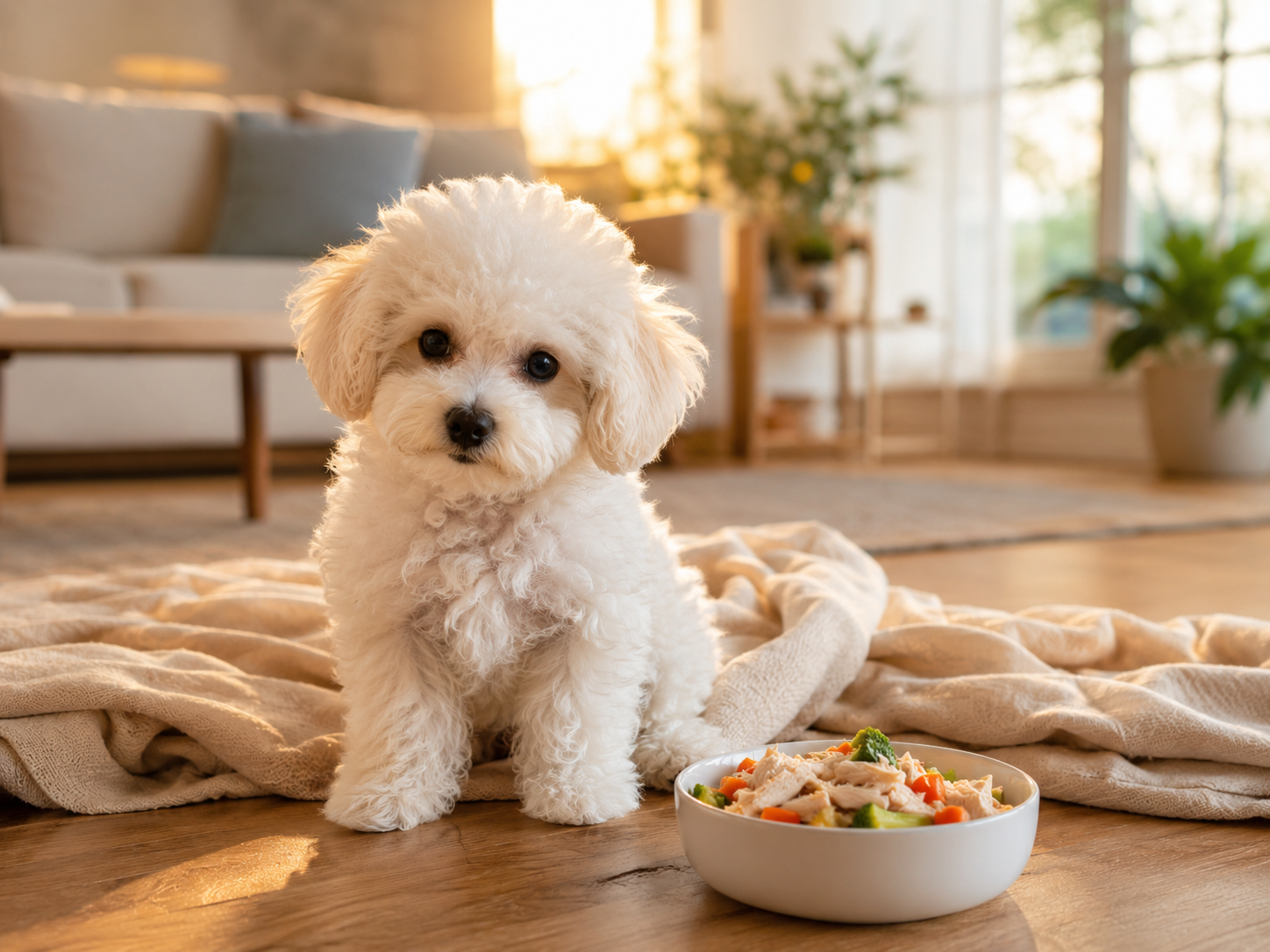 poodle filhote saudável com alimentação natural caseira