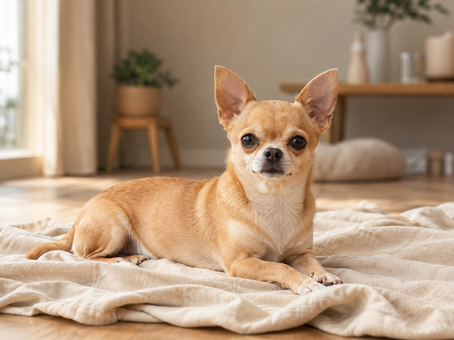 cachorro de raça pequena com pelo brilhante e saudável