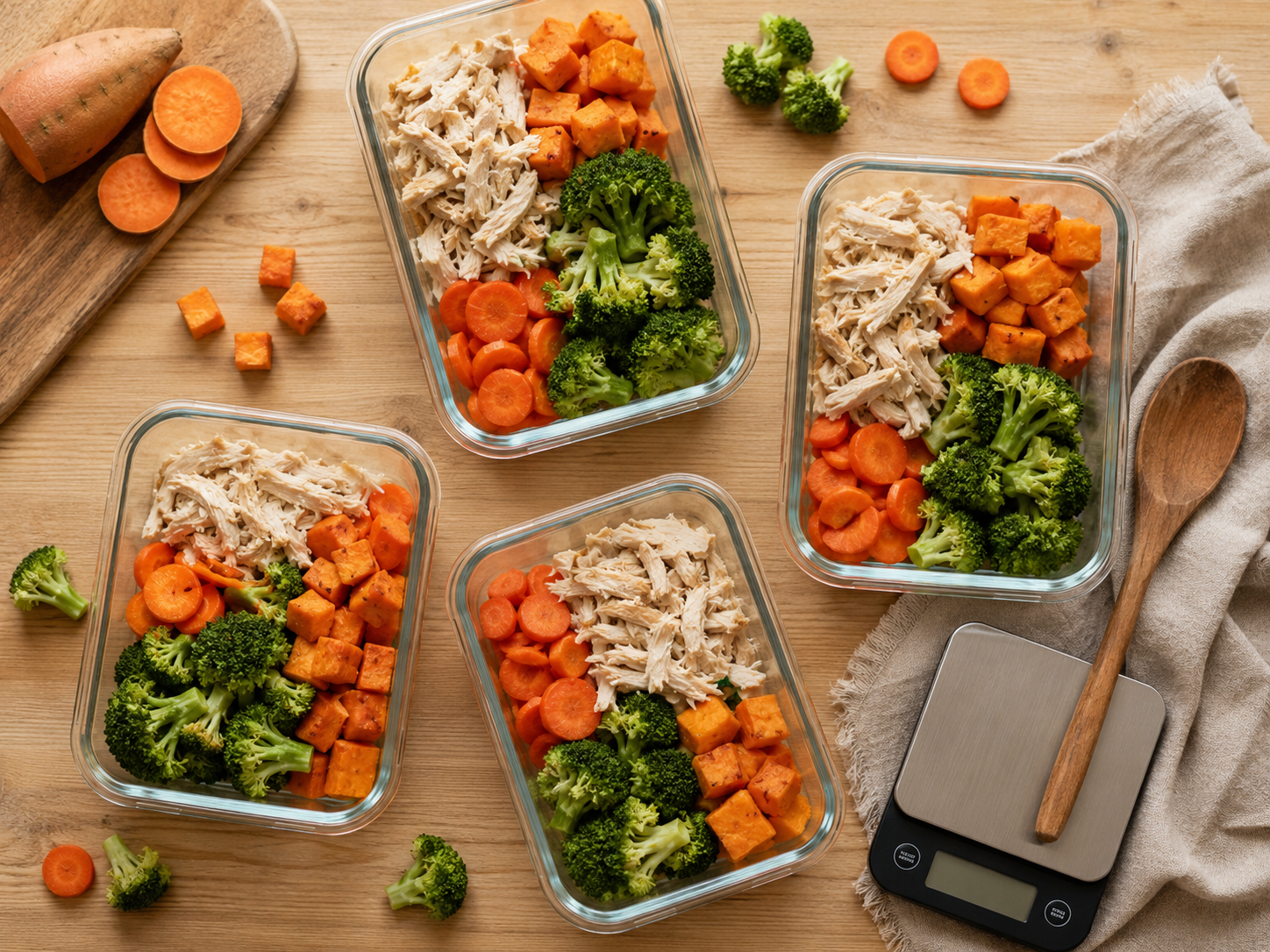 potes com comida natural para cachorro organizados para a semana